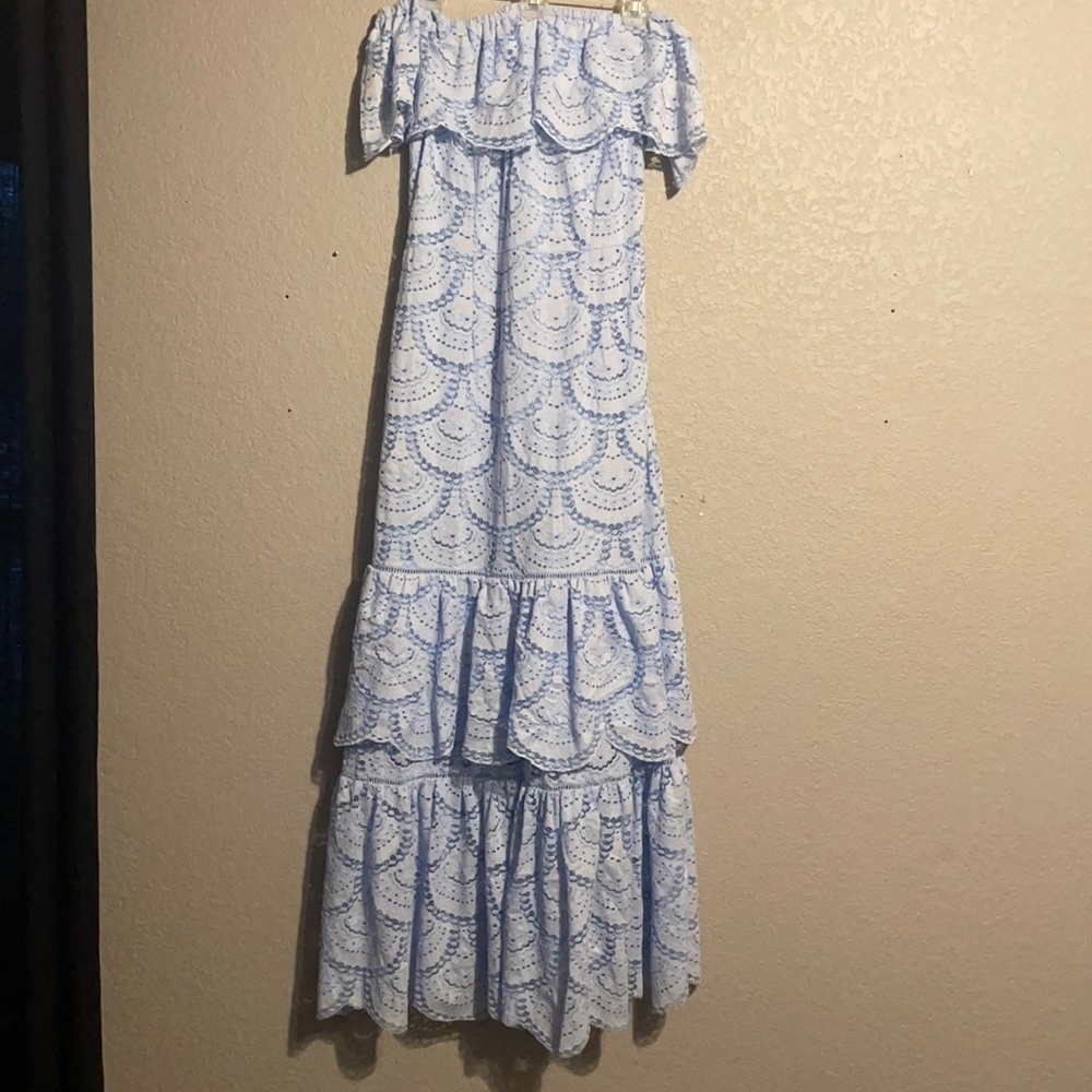 Gianni Vino Off The Shoulder Lace Maxi Dress